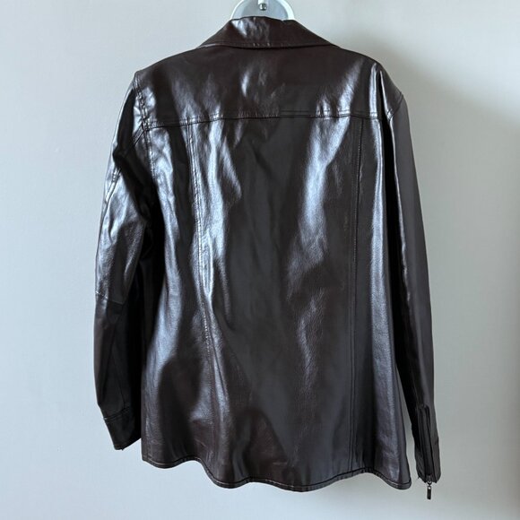 NWOT: D & CO Brown Leather Coat / Jacket, Large - Picture 2 of 7